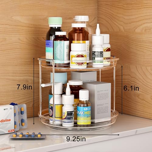 9.25" Double-Tier Lazy Susan Turntable Organizer for Kitchen & Bathroom