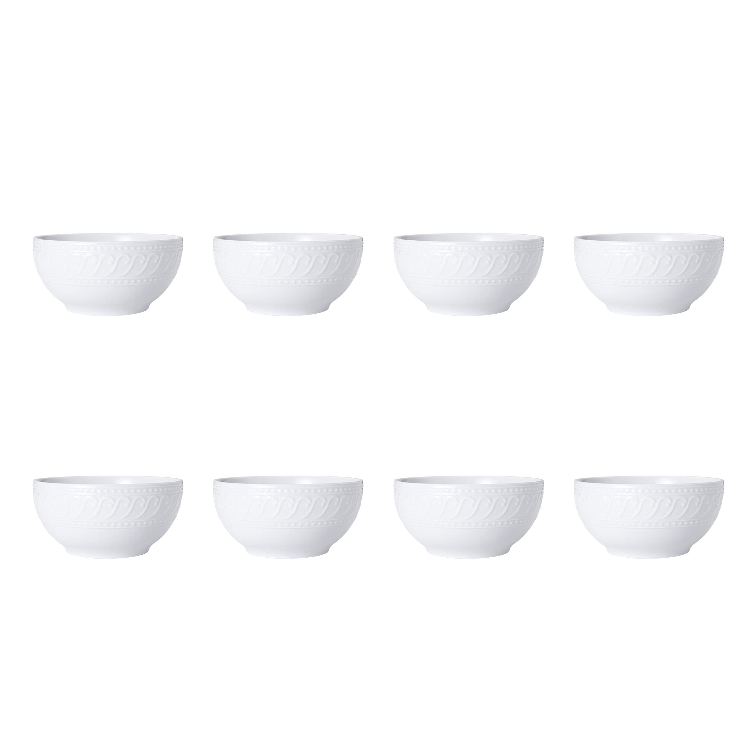 Pfaltzgraff Sylvia 32-Piece White Dinnerware Set, Service for 8, Durable Stoneware Plates, Bowls, and Mugs, Microwave and Dishwasher Safe