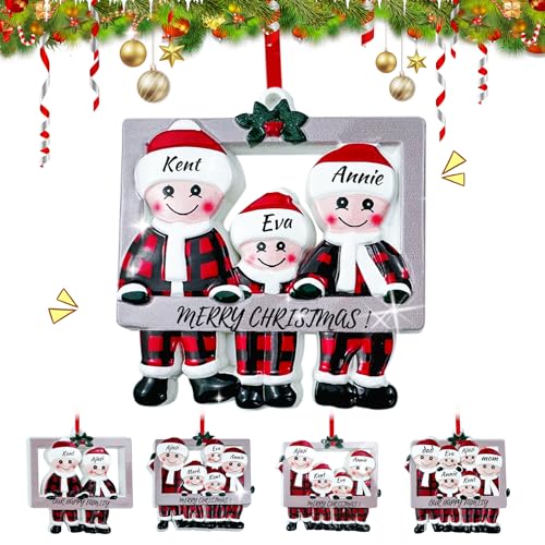 Personalized Family Christmas Ornament 2026 - Resin Holiday Tree Decor with DIY Names (Family of 3)