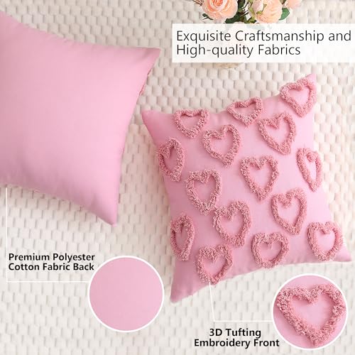 Pink Heart Love Throw Pillow Covers 18x18 Inch Set of 2 - KOOLIFE
