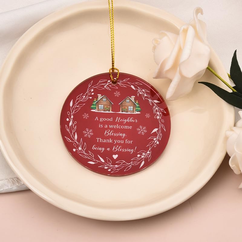 Good Neighbor Christmas Ornament - Wooden Appreciation Hanging Decor Gift