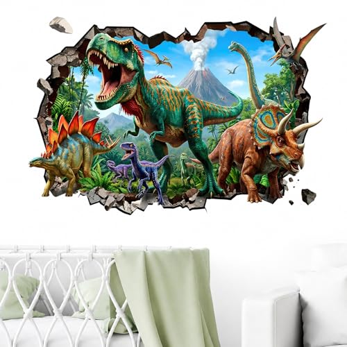 TRAMIN 3D Dinosaur Wall Stickers - Large Peel & Stick Kids Room Decor
