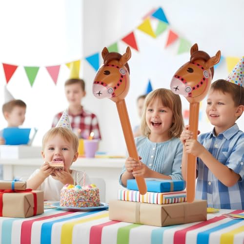 37-Inch Inflatable Horse Head Stick Balloons - Brown, 2-Pack