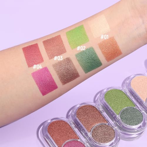 BERALLOYE Duo Eyeshadow Palette Shimmer Brown and Green 2 Pcs