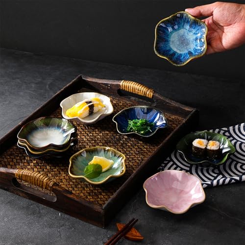 Lotus Leaf Ceramic Jewelry Dish - Starry Sky Blue Trinket Tray for Rings