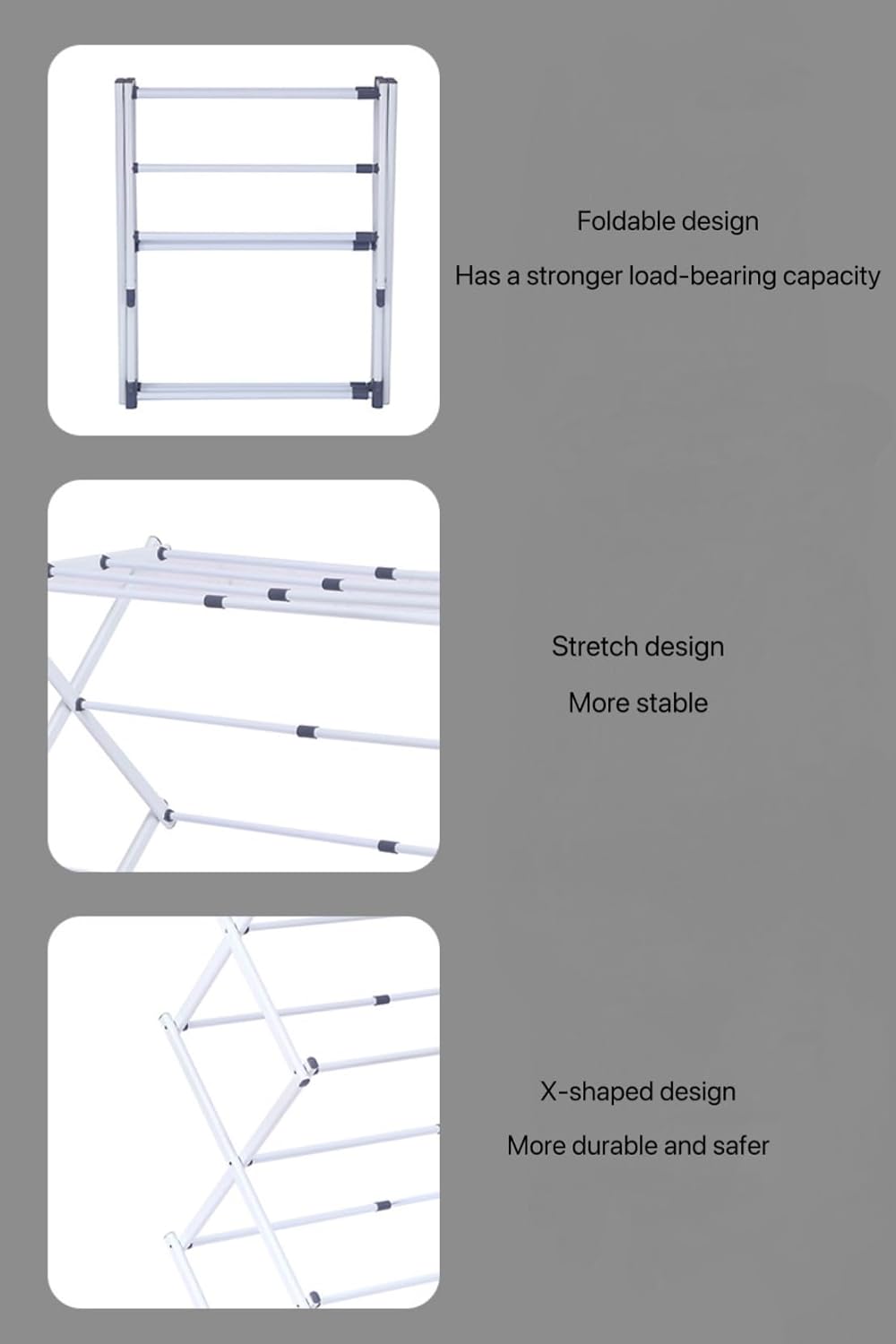 Maomo Metal Drying Rack - Tool-Free Installation, Space-Saving Telescoping Design, 16.93-29.92 Inches Wide, White