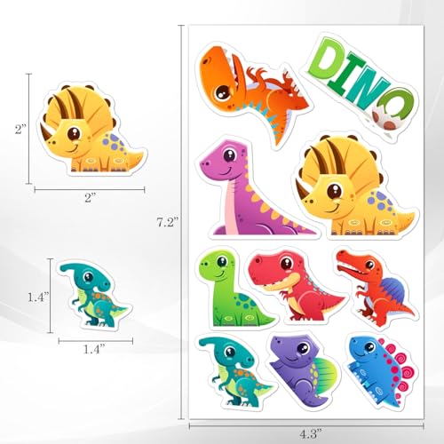 50 Pcs Cute Animal Dinosaur Stickers Pack - Waterproof Vinyl Decals