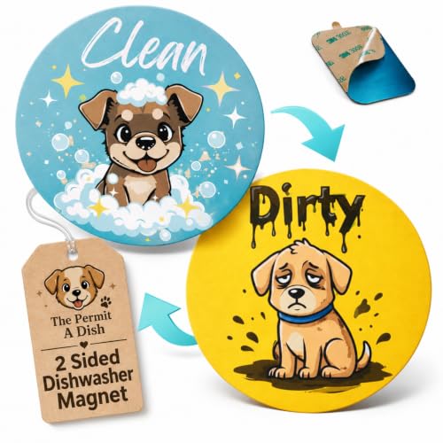 Dog Mom Dishwasher Magnet - Clean Dirty Sign for Dog Lovers