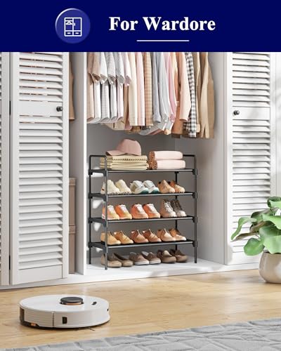 Kitsure 26.6" Wide Black Shoe Rack - 4 Tier Closet Organizer