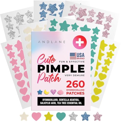 Andlane Cute Pimple Patches - 260 Pcs Hydrocolloid Acne Zit Stickers