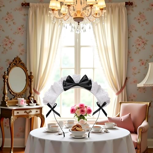 Black Lace Bow Lolita Headband Maid Cosplay Hair Band
