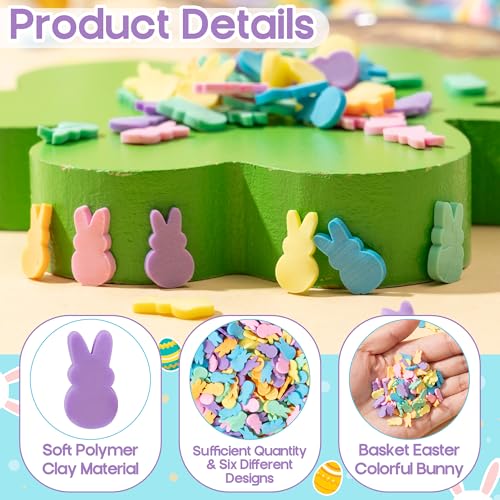 BkeeCten 240 Pcs Easter Bunny Polymer Clay Charms Pastel Macaron Colors