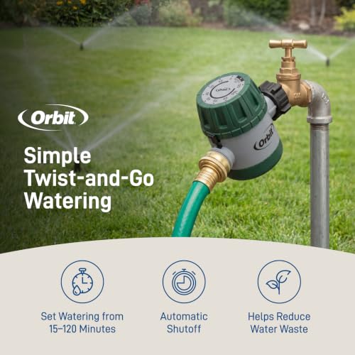 Orbit Mechanical Water Timer - Adjustable Hose Faucet Timer (Color Varies)