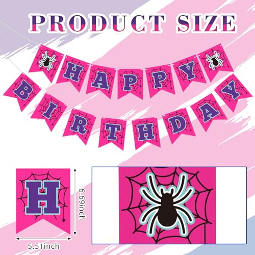Spider Themed Happy Birthday Banner - Pre Strung Decoration