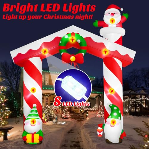 Danxilu 10FT Christmas Inflatable Gnome & Santa Arch Outdoor Decoration with LED Lights - Festive Yard Display