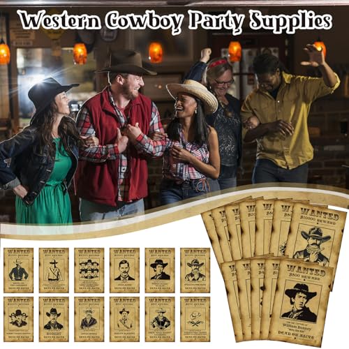 Western Wanted Poster Cutouts - 12 Pcs Halloween Decor 8x12 in