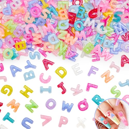 Jyukan 300Pcs Resin Letter Nail Art Charms Cute Flatback Alphabet Gems