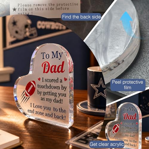 Heart-Shaped Acrylic Football Plaque - Unique Dad Gift