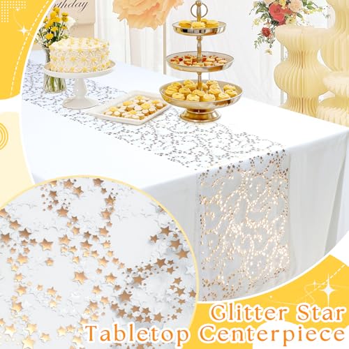 Rose Gold Star Table Runner | 16ft Glitter Tulle for Weddings & Parties