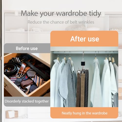 Metal Belt Hanger Organizer - 2PCS Rotating Closet Hooks