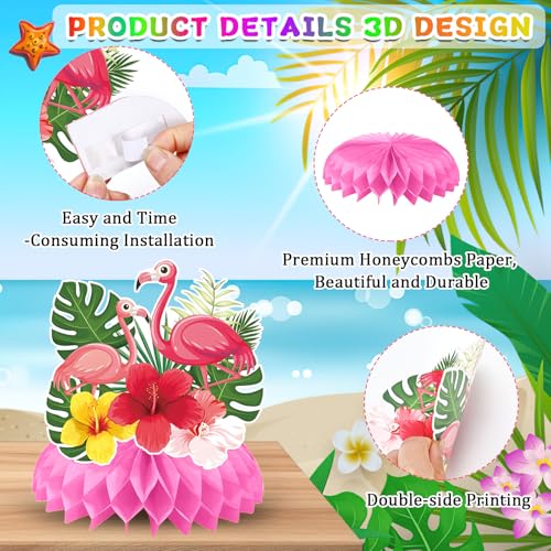 Hawaiian Luau Party Decorations - 8Pcs Honeycomb Centerpieces