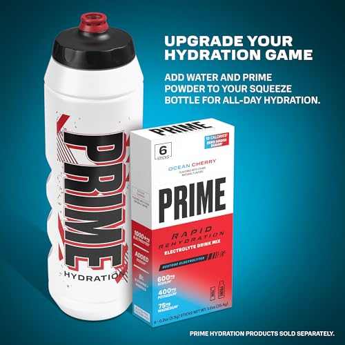 PRIME Hydration 32 oz Red & Black Sports Water Bottle BPA Free Dishwasher Safe