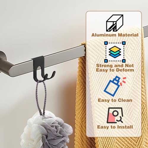 4-Pack Metal Shower Hooks for Towel and Loofah Organization