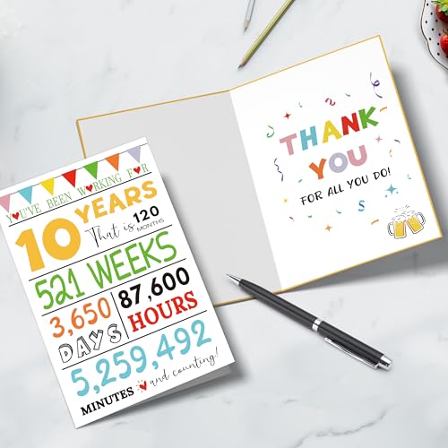 Heollaok 10th Work Anniversary Card - Thoughtful Employee Thank You