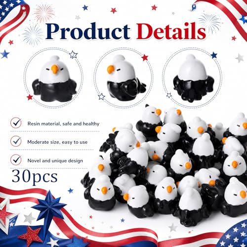 30 Pcs Mini Resin Bald Eagle Figurines for Miniature Garden Decor