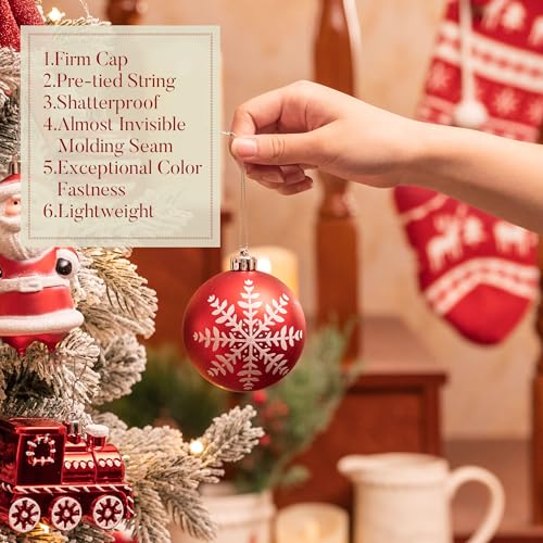 Valery Madelyn Christmas Ball Ornaments Set - Traditional Red & White, 155 pcs