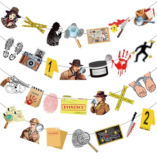 Detective Party Garland Banner - Crime Scene & Murder Mystery Decorations