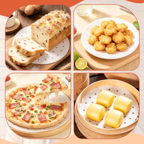 Ninsula 10-Inch Bamboo Steamer Liners - 185 PCS Non-Stick Air Fryer Paper