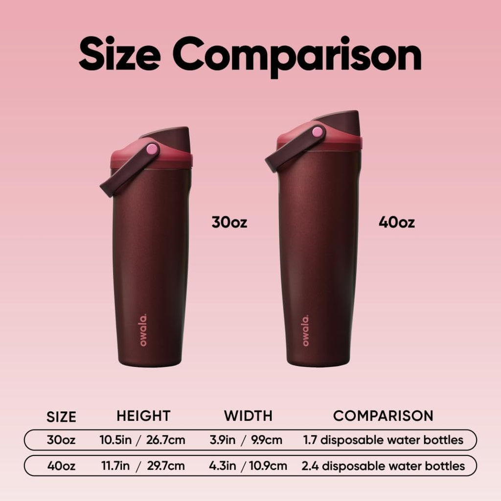 Owala FreeSip Sway Insulated Water Bottle - 40oz Stainless Steel with Two-Way Spout & Built-In Straw | Black Cherry, BPA Free, Leak Proof