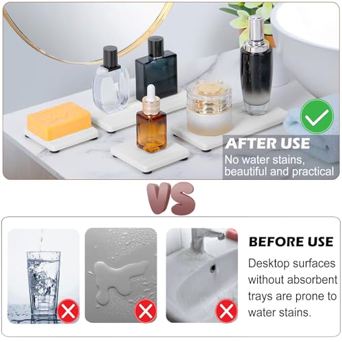 White 4-Stripes Diatomite Drying Tray Set - 4PCS Fast Absorbing Coasters for Sink & Counter