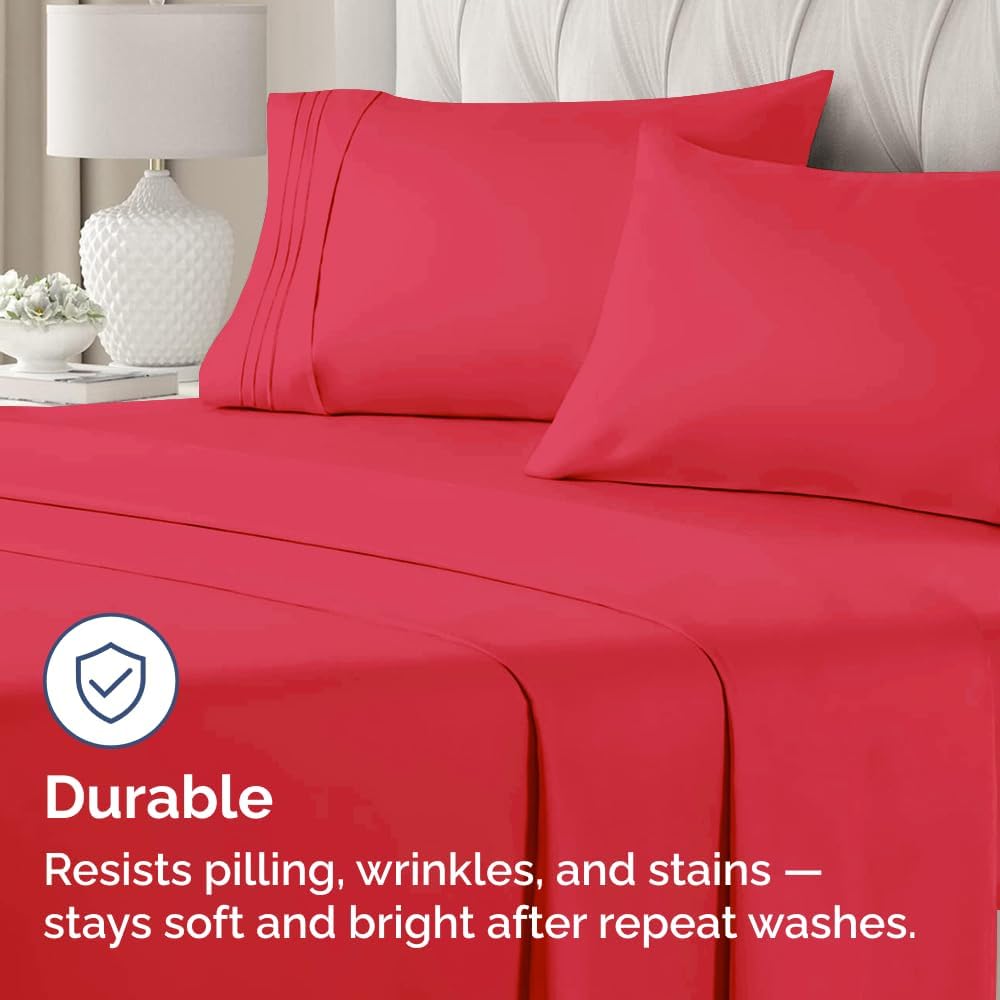 Skiennix Queen Pillow Cases Set of 2 - Ultra Soft Hotel Quality Covers - Wrinkle Free & Fade Resistant - Red