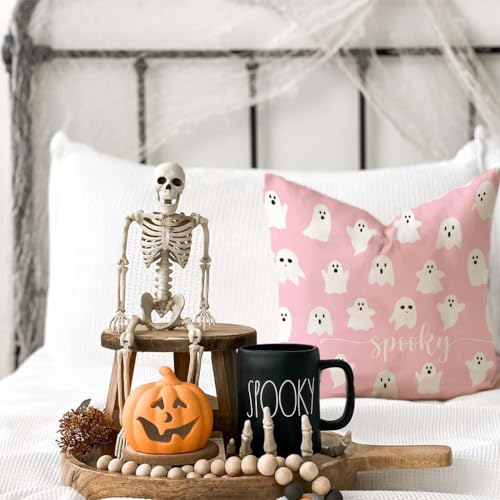 PANDICORN Pink Ghost Halloween Throw Pillow Covers, 18x18, Set of 2