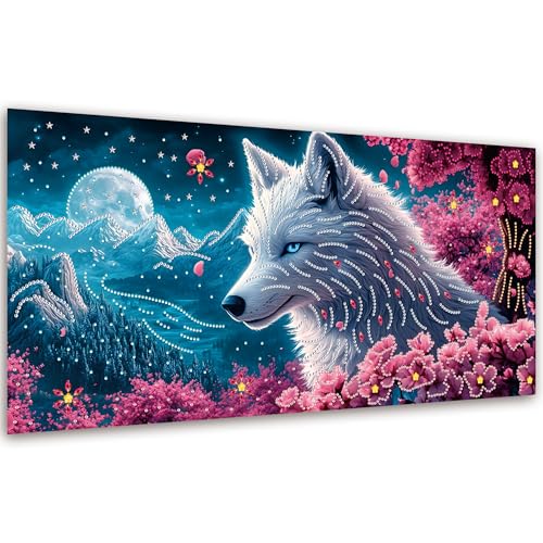 5D Wolf Diamond Art Kit for Adults – DIY Crystal Painting 12x24
