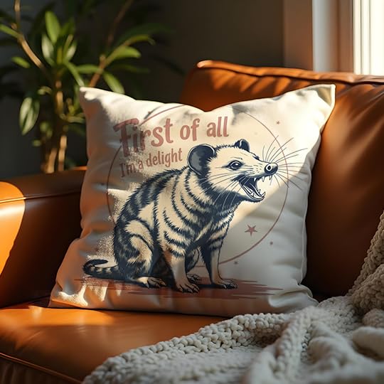 Opossum Throw Pillow Cover 18x18 Inch - Whimsical Animal Decor
