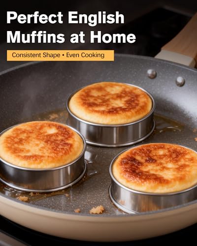 4-Inch Stainless Steel English Muffin and Crumpet Ring Set - 5-Pc