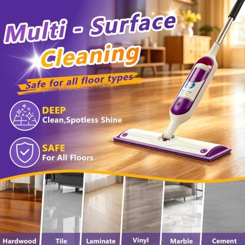 FIXSMITH 4 Pack Reusable Microfiber Mop Pads for Swiffer Power & Spray Mops