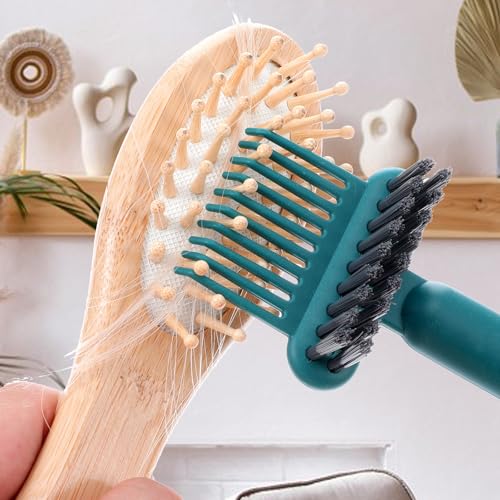Qianyu 2-in-1 Hair Brush Cleaner Tool - Portable Comb Cleaner & Remover (Green)