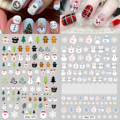 Christmas Nail Stickers 8 Sheets Santa Claus Elk Snowflake Self-Adhesive Decals