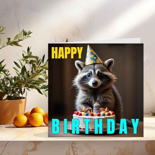 Raccoon Birthday Card with Envelope - 145mm Square