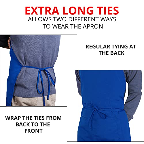 Utopia Kitchen Bib Aprons - 2 Pack, Blue, Adjustable with 2 Pockets