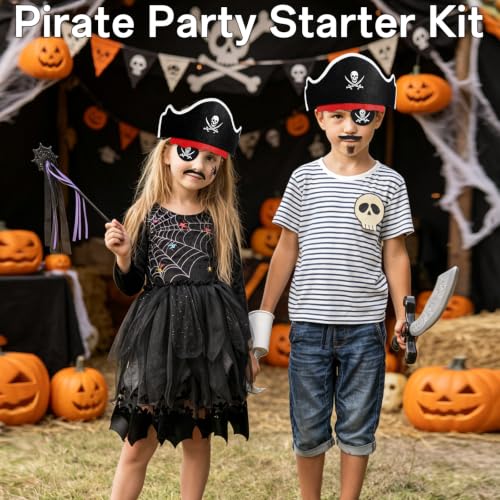 9 Pcs Pirate Hat Set for 3 Kids - Fun Accessories for Parties