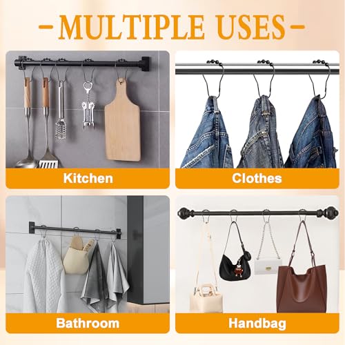 Cerpourt 12 Pcs Rustproof Metal Shower Curtain Hooks - Black