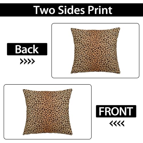 Cheetah Print Throw Pillow Covers - Brown Leopard, 18x18 in, Pack of 2