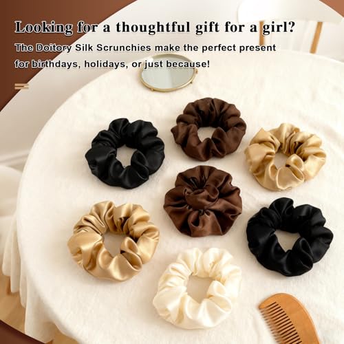 Doitory Satin Silk Scrunchies for Hair - 12 Pack Soft Elastic Hair Ties