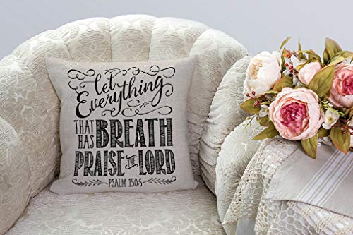 Christian Bible Verse Throw Pillow Cover - 18x18 Cotton Linen
