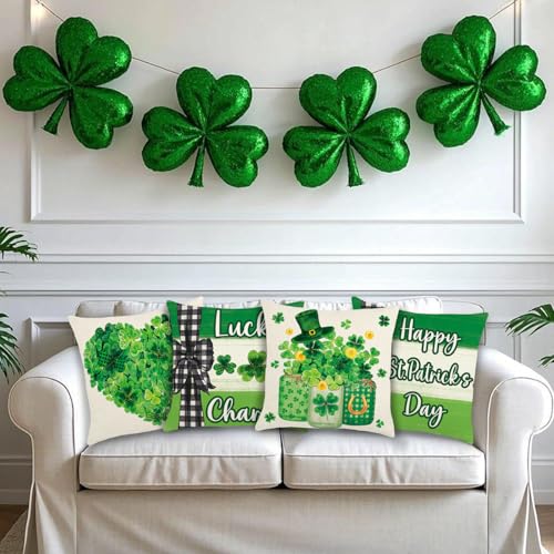 St. Patrick's Day Throw Pillow Covers 18x18 Set of 4 - Style B